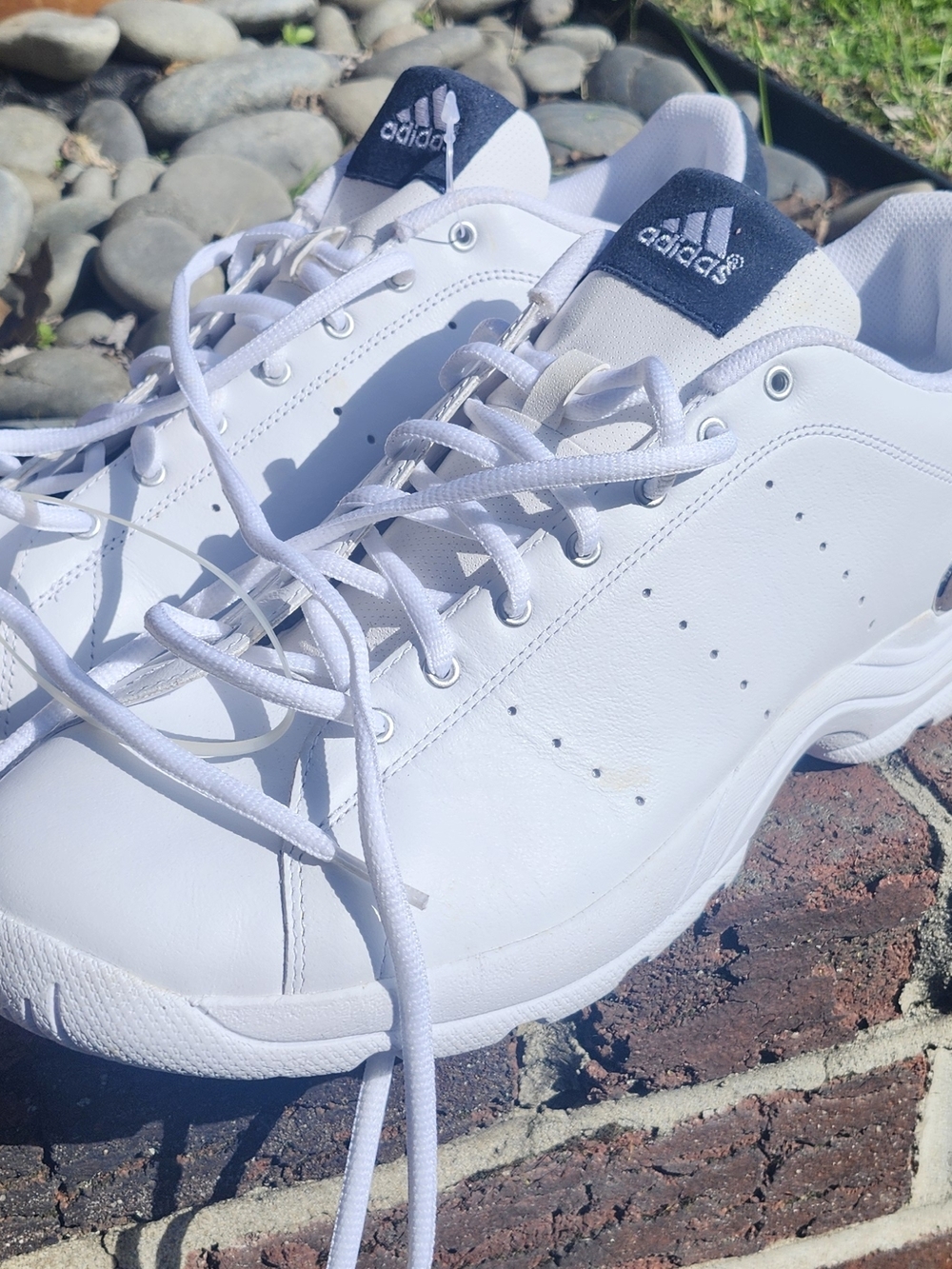 Adidas Men's White Leather Athletic Sneakers